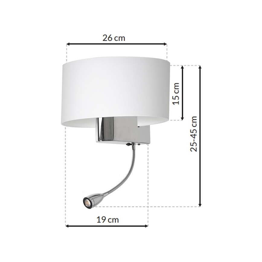 LED Аплик CASINO 1xE27/60W/230V + LED/1W/230V бял