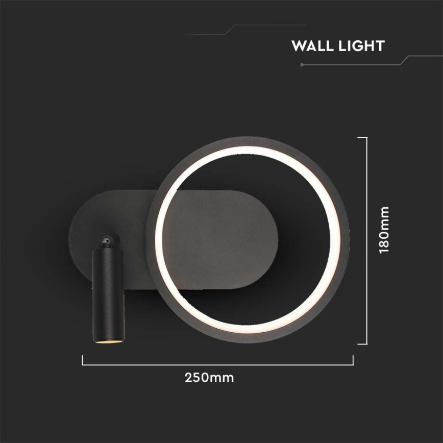 LED аплик LED/14W/230V 3000K черен