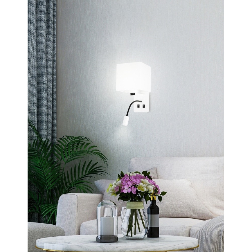 LED Аплик MAGNUM 1xE27/40W/230V + LED/3W бял
