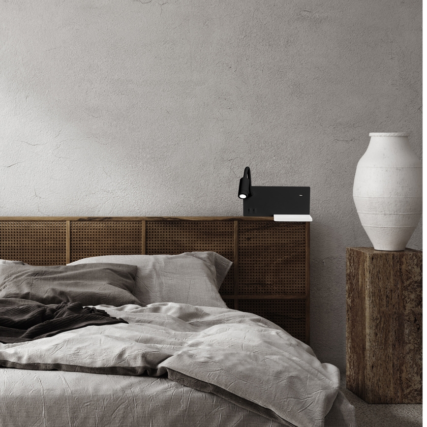 LED Аплик SHELF 1xLED/4W+1xLED/5W+1xLED/2W/230V черен
