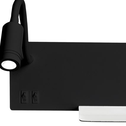 LED Аплик SHELF 1xLED/4W+1xLED/5W+1xLED/2W/230V черен