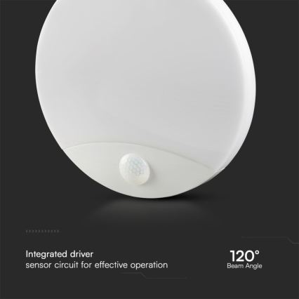 LED Аплик за баня със сензор SAMSUNG CHIP LED/15W/230V 3000/4000/6000K IP44 бял