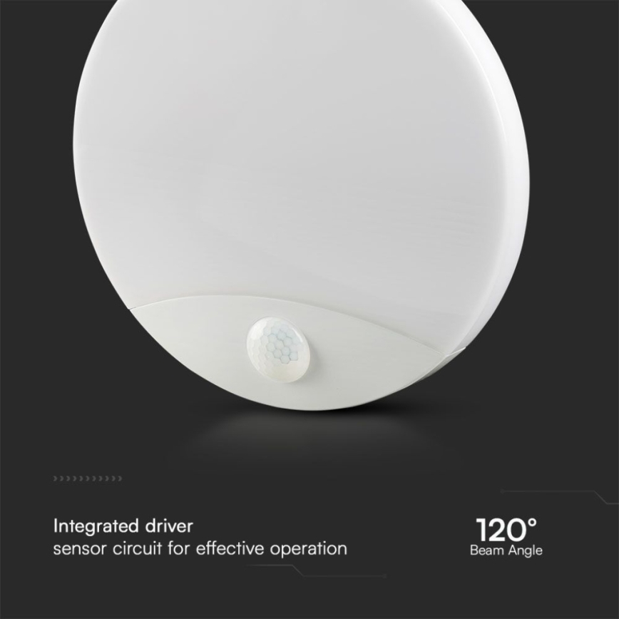 LED Аплик за баня със сензор SAMSUNG CHIP LED/15W/230V 3000/4000/6000K IP44 бял
