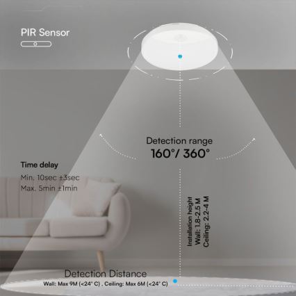 LED Аплик за баня със сензор SAMSUNG CHIP LED/15W/230V 3000/4000/6000K IP44 бял