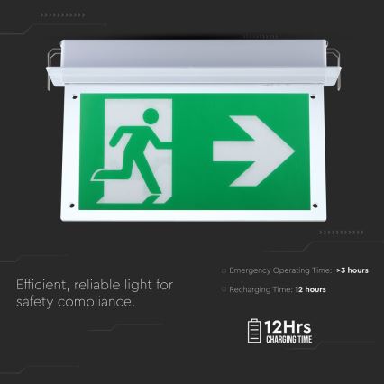 LED Аварийна лампа EMERGENCY EXIT SAMSUNG CHIP LED/2W/230V 6000K