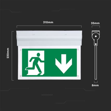 LED Аварийна лампа EMERGENCY EXIT SAMSUNG CHIP LED/2W/230V 6000K