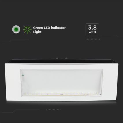 LED Аварийна лампа EMERGENCY EXIT SAMSUNG CHIP LED/3,8W/230V 6000K