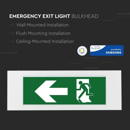 LED Аварийна лампа EMERGENCY EXIT SAMSUNG CHIP LED/3,8W/230V 6000K