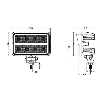 LED Автомобилен прожектор BLACK LED/160W/10-30V IP69 5700K правоъгълен