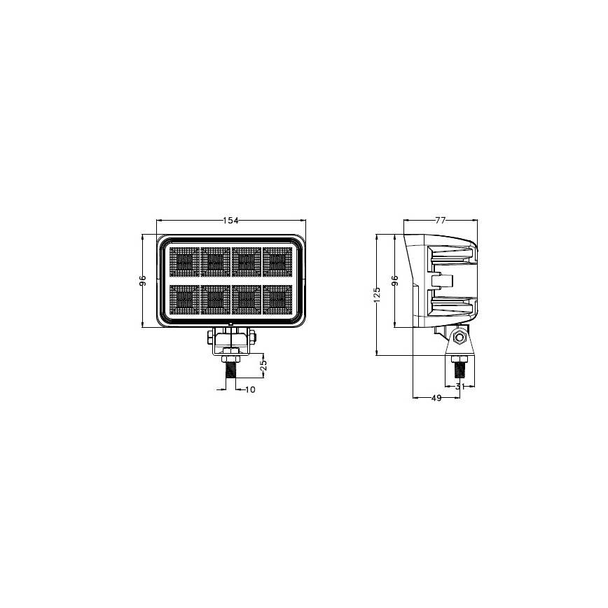 LED Автомобилен прожектор BLACK LED/160W/10-30V IP69 5700K правоъгълен