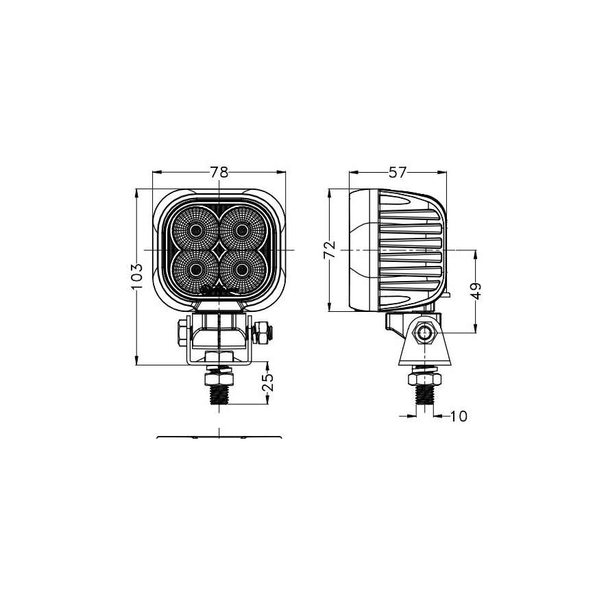 LED Автомобилен прожектор BLACK LED/40W/10-30V IP69 5700K ъглов