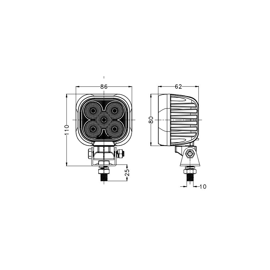 LED Автомобилен прожектор BLACK LED/50W/10-30V IP69 5700K ъглов