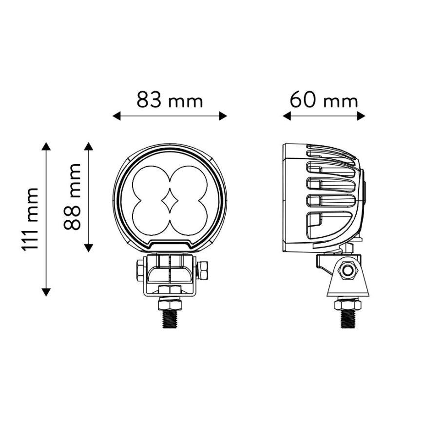 LED точково осветително тяло за автомобил BLACK LED/40W/10-30V IP69 5700K кръгло