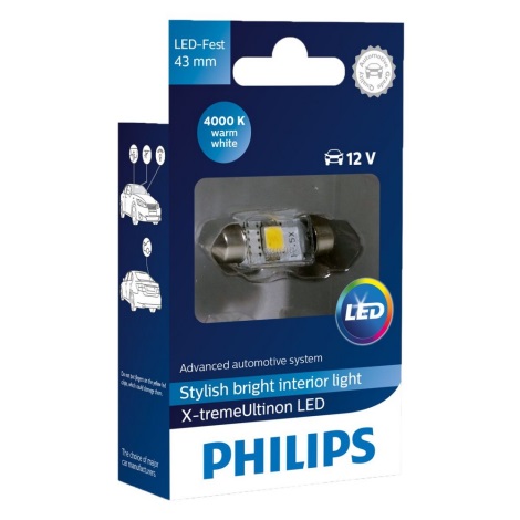 LED Автокрушка Philips X-TREME VISION 129454000KX1 C5W SV8,5/1W/12V 4000K