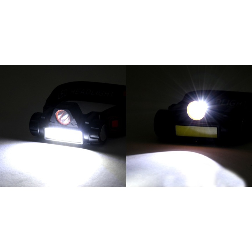 LED Акумулаторен челник LED/1200mAh черен/червен