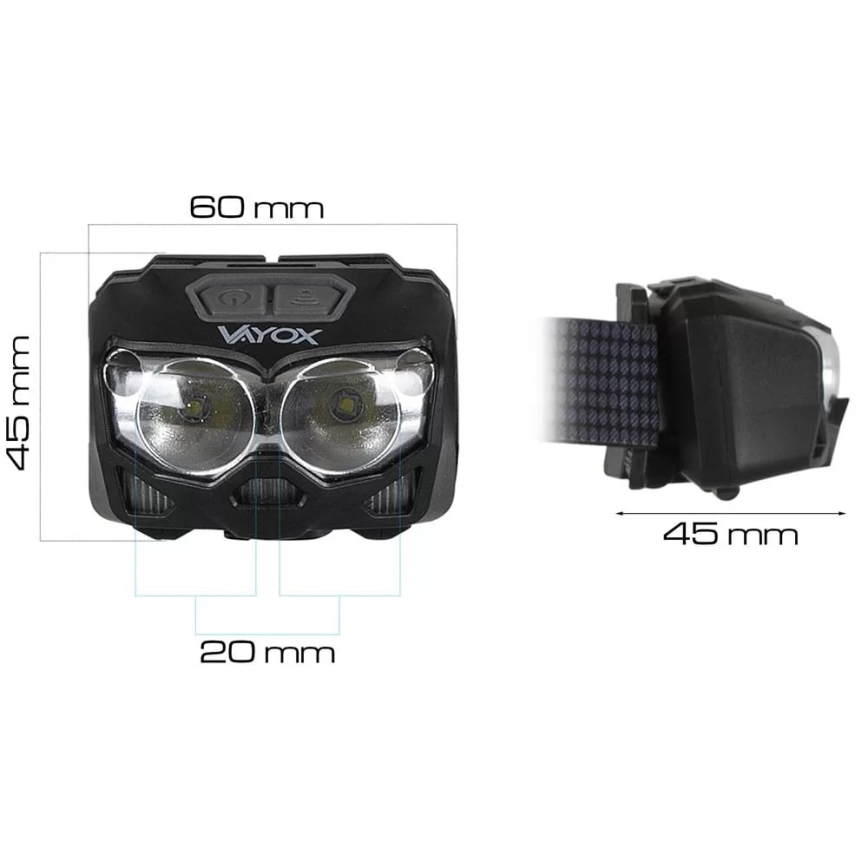 LED Димируем акумулаторен челник със сензор и червена светлина 2xLED/5W/5V/3xAAA IP65 500 лъскав 1200 mAh