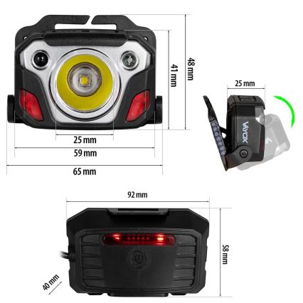 LED Димируем акумулаторен челник със сензор с функция за зареждане и червена светлина LED/10W/5V IP44 1200 лъскав 4000 mAh
