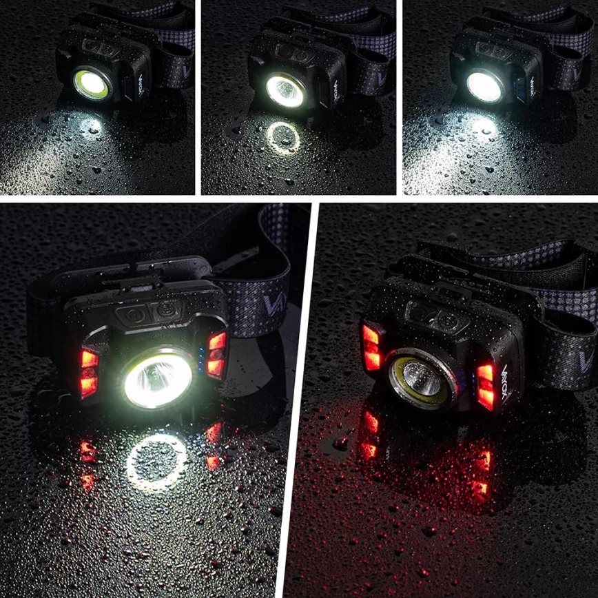 LED Димируем акумулаторен челник със сензор и червена светлина LED/15W/5V IP66 430 лъскав 1800 mAh
