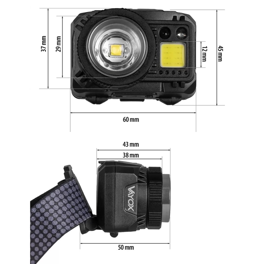 LED Димируем акумулаторен челник със сензор и червена светлина LED/6W/5V/3xAAA IP44 500 лъскав 1200 mAh