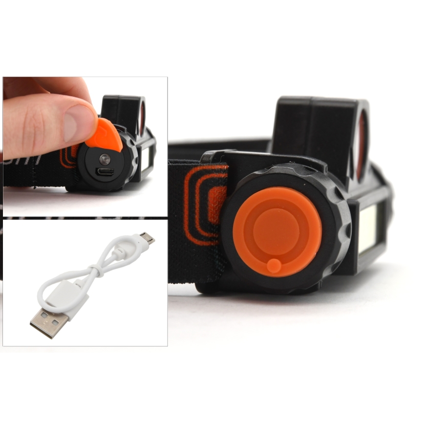 LED Акумулаторен челник LED/1200mAh черен/червен