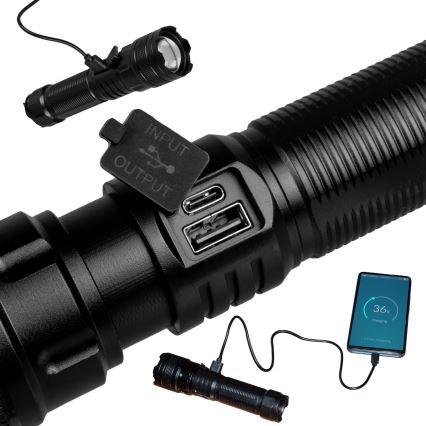 LED регулируема презареждаема фенерче с функция powerbank LED/10W/5V IPX4 600 lm 2000 mAh