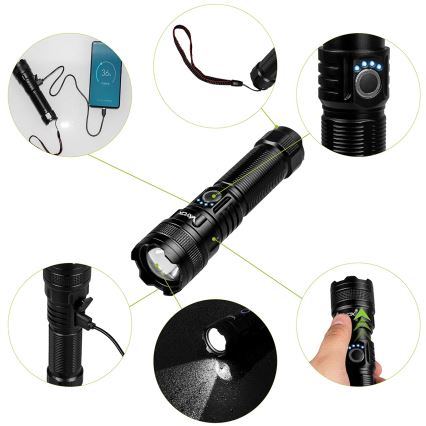 LED регулируема презареждаема фенерче с функция powerbank LED/10W/5V IPX4 600 lm 2000 mAh