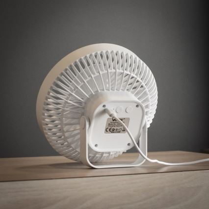 LED Акумулаторен маса вентилатор с LED осветление LED/2W/5V USB 2400 mAh бял
