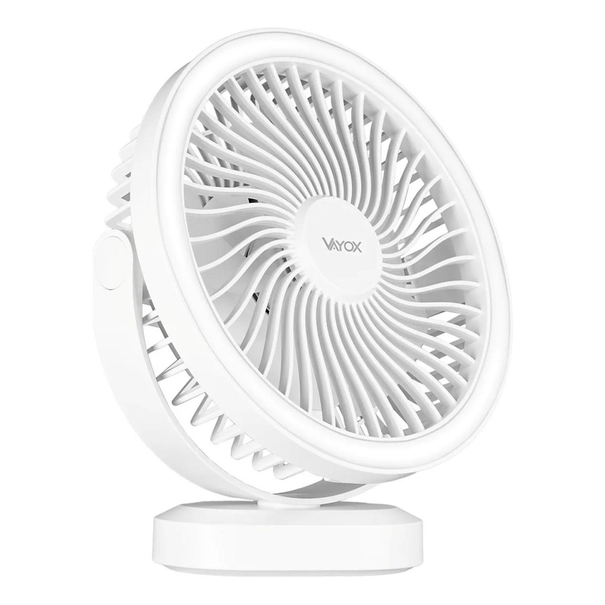 LED Акумулаторен маса вентилатор с LED осветление LED/3W/5V USB 2400 mAh бял
