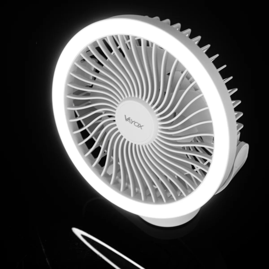 LED Акумулаторен маса вентилатор с LED осветление LED/3W/5V USB 2400 mAh бял
