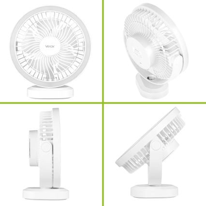 LED Акумулаторен маса вентилатор с LED осветление LED/3W/5V USB 2400 mAh бял