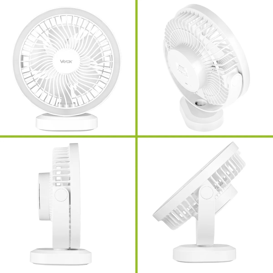 LED Акумулаторен маса вентилатор с LED осветление LED/3W/5V USB 2400 mAh бял