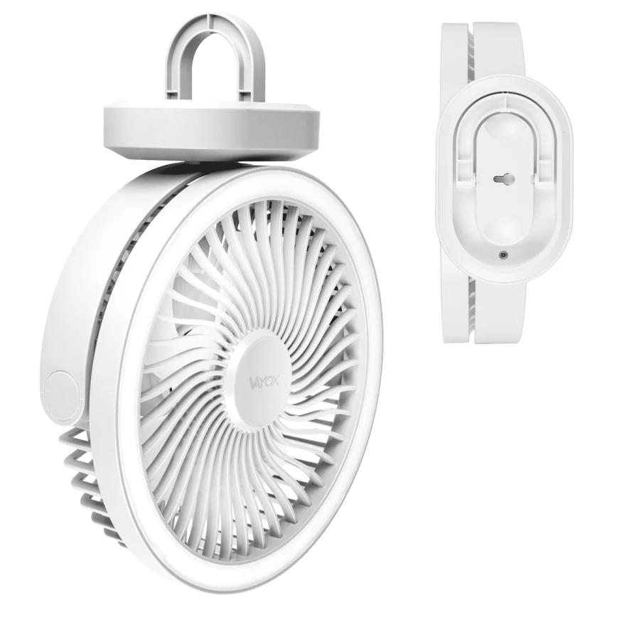 LED Акумулаторен маса вентилатор с LED осветление LED/3W/5V USB 2400 mAh бял