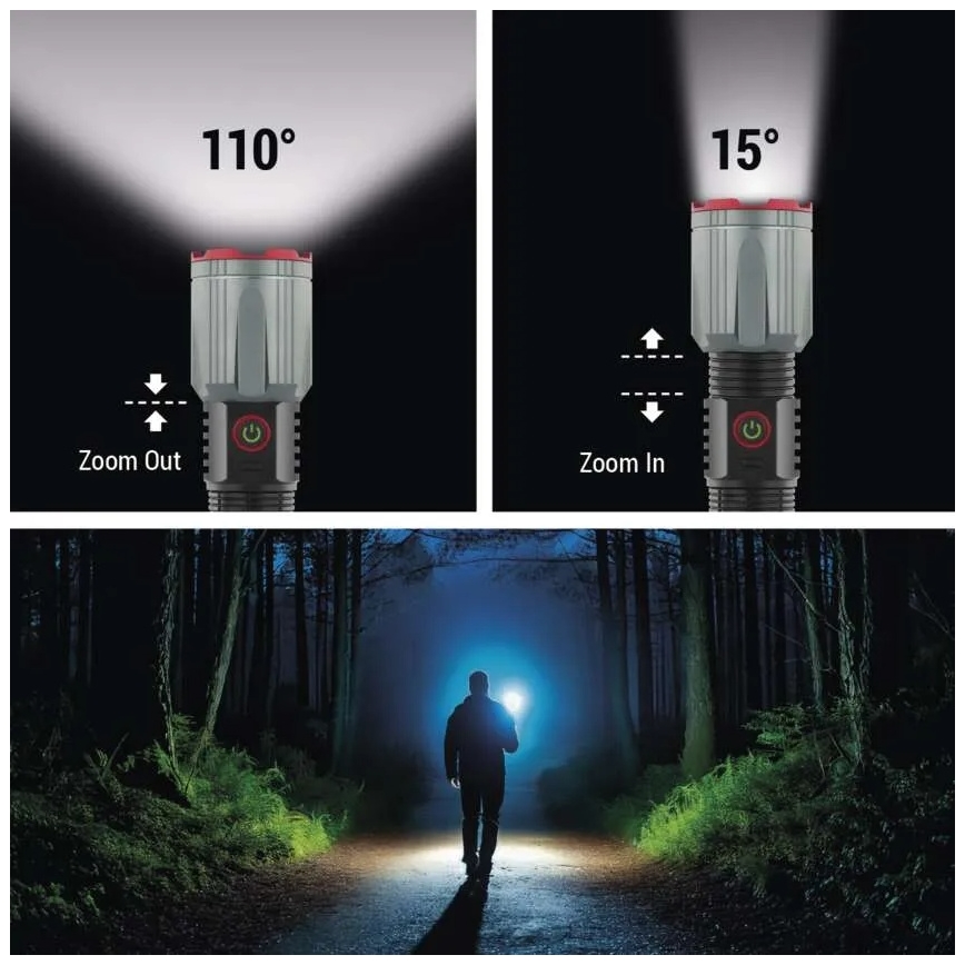 LED акумулаторен метален фенер LED/5V 3000 лъскав 5000 mAh IP43