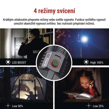LED акумулаторен метален фенер LED/5V 3000 лъскав 5000 mAh IP43