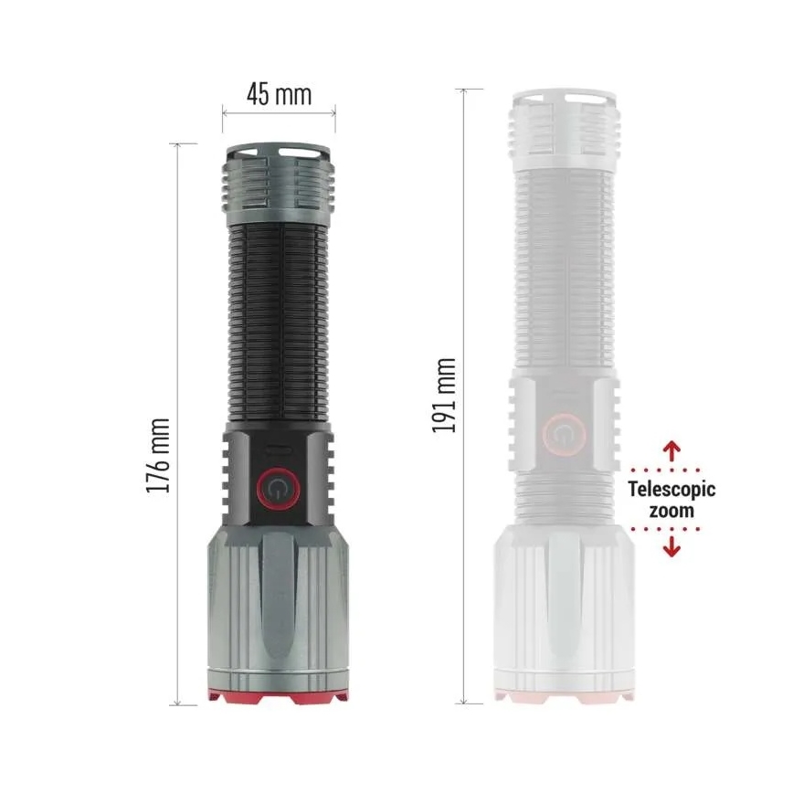 LED акумулаторен метален фенер LED/5V 3000 лъскав 5000 mAh IP43