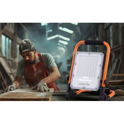 LED димируем акумулаторен прожектор със стойка LED/100W/3,2V 4500K 10000 mAh IP65 оранжев