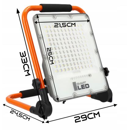 LED Акумулаторен прожектор със стойка LED/100W/3,2V 5000K 5000 mAh IP65 оранжев