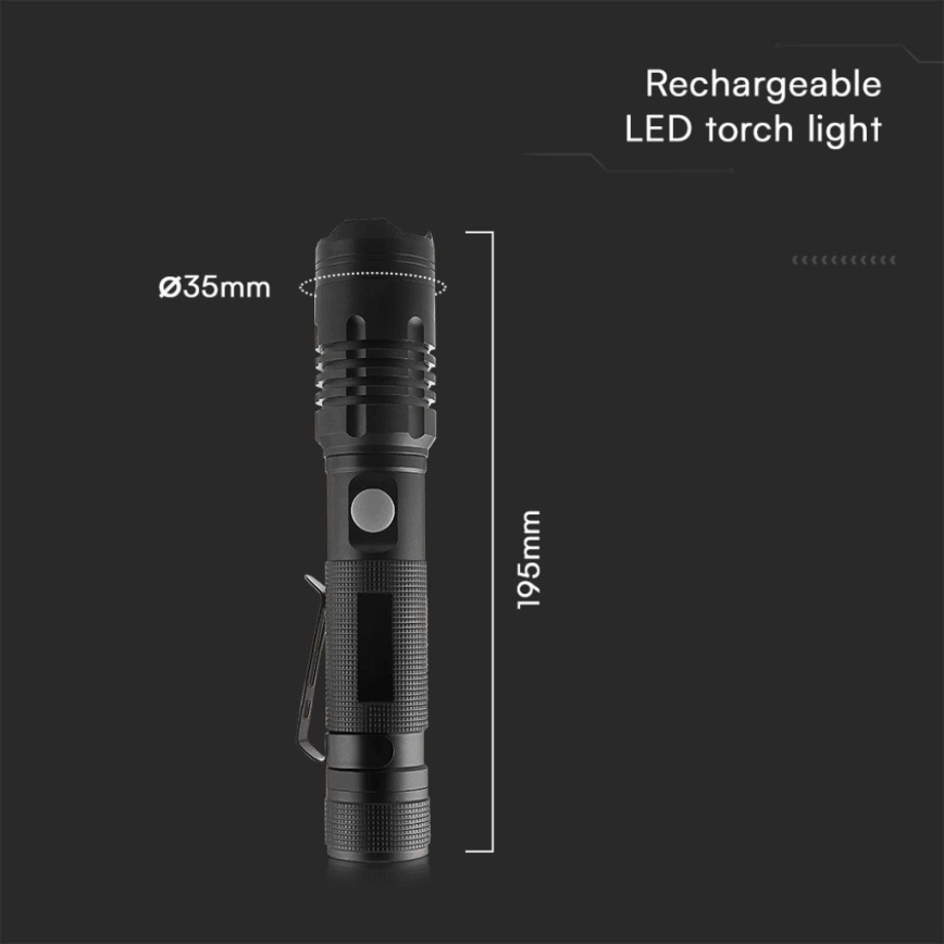 LED Акумулаторно фенерче USB LED/10W/5V IP54 2000 mAh 1000 лъскав
