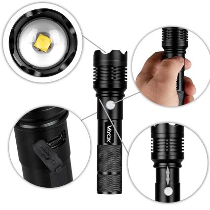 LED Акумулаторно фенерче LED/10W/5V IPX4 800 лъскав 1200 mAh