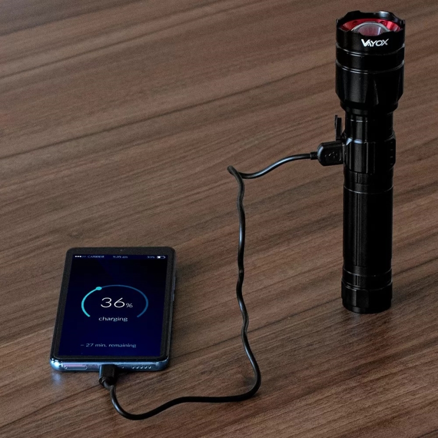 LED Димируемо акумулаторно фенерче със захранваща батерия функция LED/30W/5V IPX5 1060 лъскав 5000 mAh