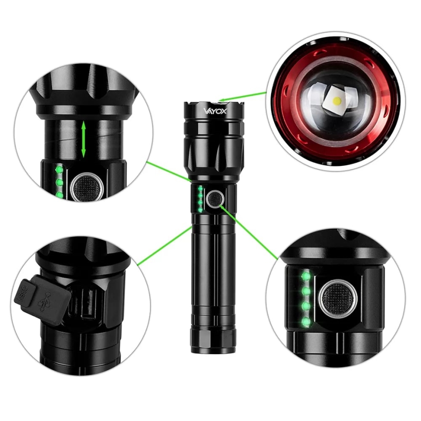 LED Димируемо акумулаторно фенерче със захранваща батерия функция LED/30W/5V IPX5 1060 лъскав 5000 mAh