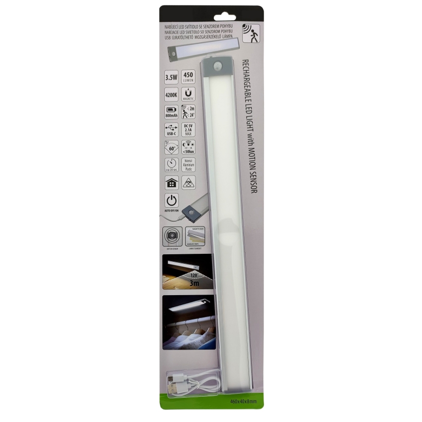 LED Акумулаторно осветление за мебели със сензор LED/3,5W/5V USB 800 mAh 4200K 46 см