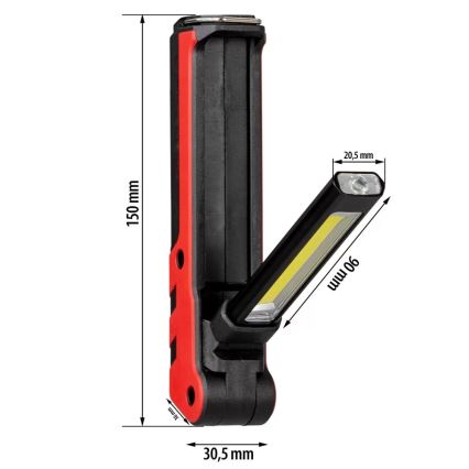 LED Акумулаторно работно фенерче LED/5W/5V IPX2 360 лъскав 2000 mAh