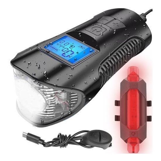 LED Акумулаторно велосипедно фенерче с брояч и звънец LED/1500 mAh IP65