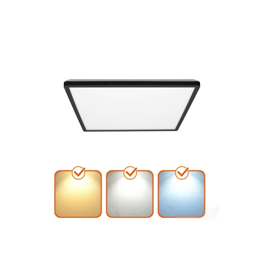 LED Баня таванно осветително тяло NIVERA LED/12W/230V IP54 3000/4000/6000K 22,5x22,5 см черно