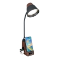 LED+CCT Димируема настолна лампа с безжично зареждане QI IDEAL LED/8W/230V 2700/4000/5000K кафява