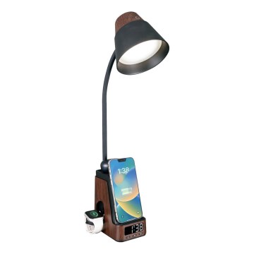 LED+CCT Димируема настолна лампа с безжично зареждане QI IDEAL LED/8W/230V 2700/4000/5000K кафява