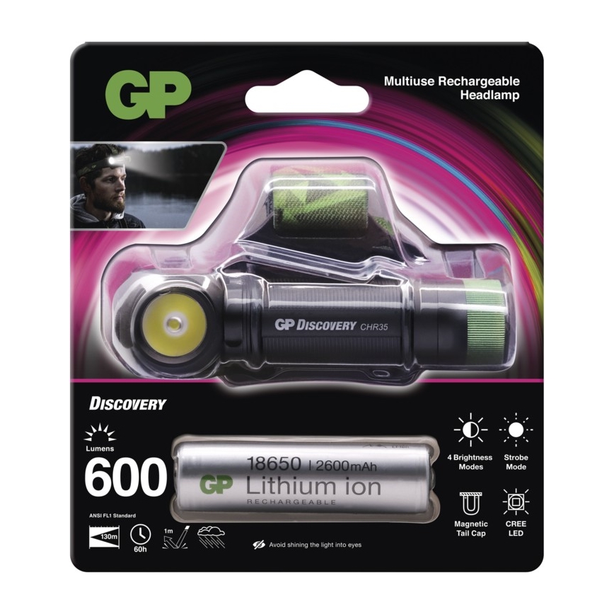 LED челник GP DISCOVERY CHR35 LED/3,7V/2600mAh