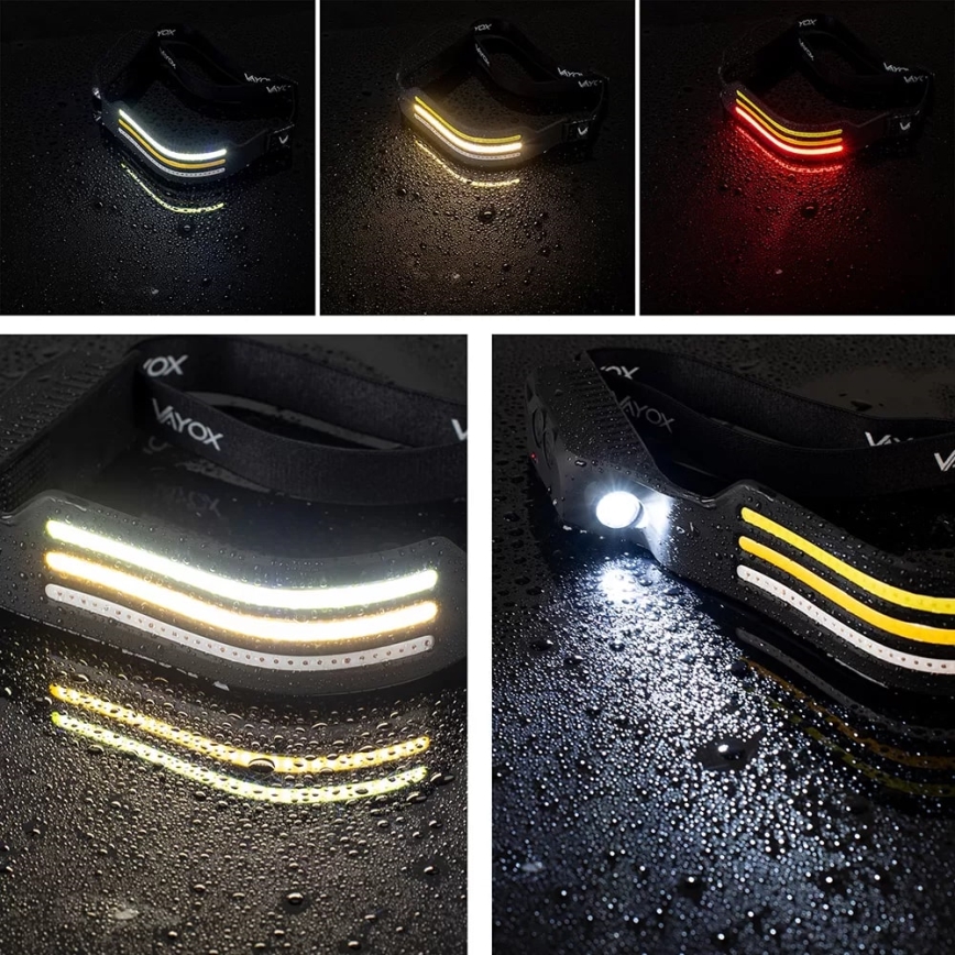 LED регулируема презареждаема челна лампа със сензор и червена светлина 4xLED/5V IP44 300 lm 1200 mAh