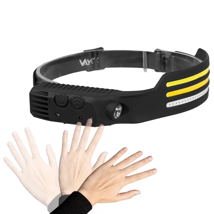 LED регулируема презареждаема челна лампа със сензор и червена светлина 4xLED/5V IP44 300 lm 1200 mAh